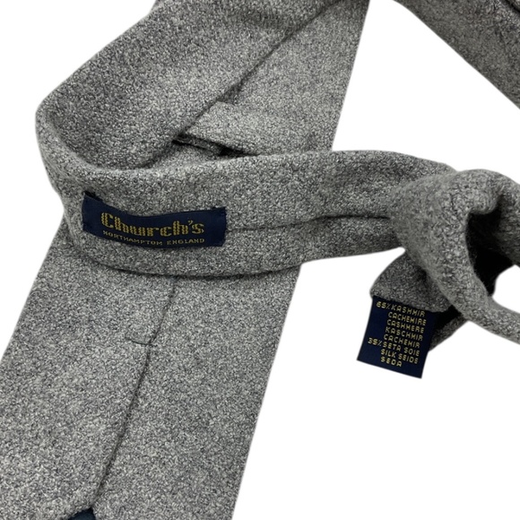 CHURCH’S Solid Gray Cashmere Blend LUXURY Tie ITALY - Picture 3 of 5